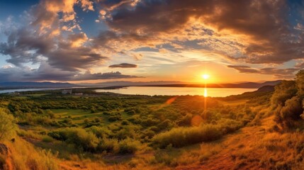 Beautiful sunset panorama in the sky