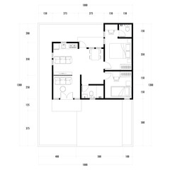 Architecture plan with furniture. home floor plan, isolated on white background, stock illustration. Vector eps 10