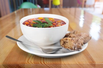 Tasty fresh Soup dish in a bowl