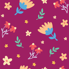 Seamless flower pattern design vector. Floral print for fabric.