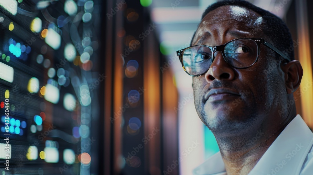 Poster a focussed system administrator or consultant looks at the screen and saves backup data inside a dar