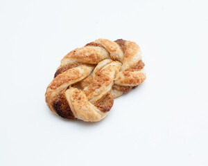 Pigtail bun on a white background