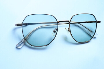 vintage glasses top view isolated on white background
