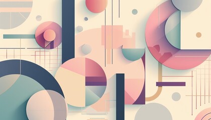Obraz premium Abstract geometric shapes with pastel colors,