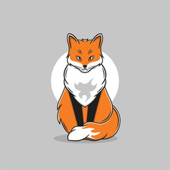 Fox clipart. Flat vector illustration.