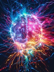 Neural fireworks Synapses ignite in a vibrant brain explosion