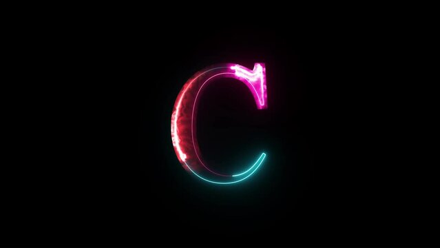 Glowing neon alphabet C .Educational concept with neon letter C. Shine text B the best digital symbol and 3d render.