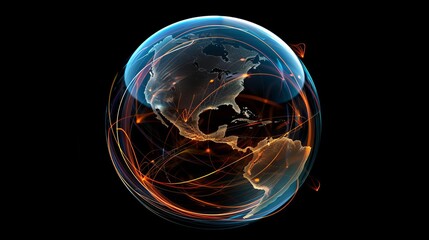 Abstract globe with glowing lines,