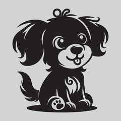 A cute dog silhouette vector art illustration