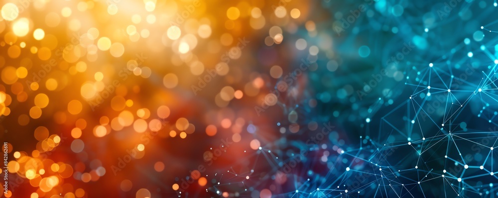 Poster abstract digital technology background. blurred bokeh lights and network connections. futuristic inn