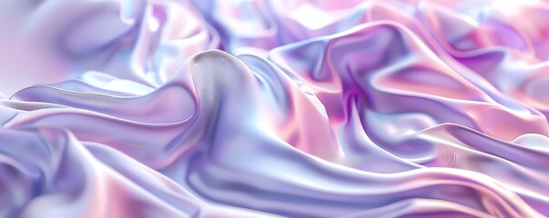 Obraz premium Abstract closeup of silky fabric with iridescent hues of pink and purple, creating a luxurious and soft texture, perfect for backgrounds or designs.
