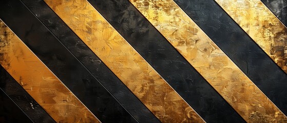 Abstract industrial background featuring diagonal black and gold stripes with a textured, metallic appearance.