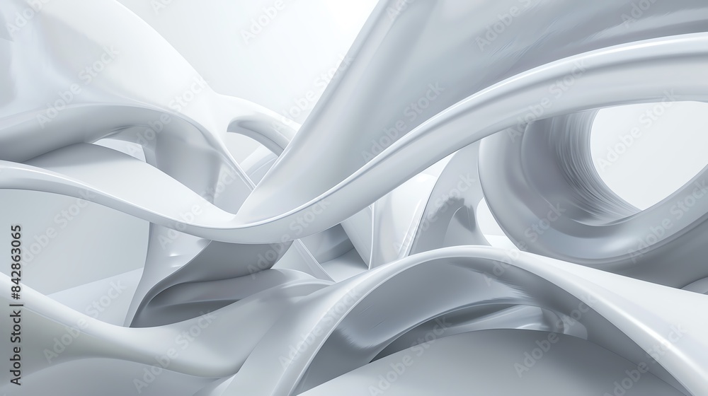 Poster abstract white flowing curves and shapes creating a modern and futuristic design, perfect for backgr