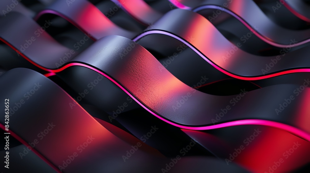 Poster vibrant abstract background with smooth, wavy lines in shades of red and black, creating a dynamic, 