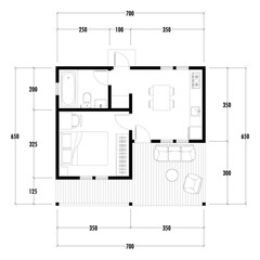 Architecture plan with furniture. home floor plan, isolated on white background, stock illustration. Vector eps 10