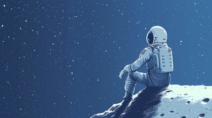 A lone astronaut gazing at the stars