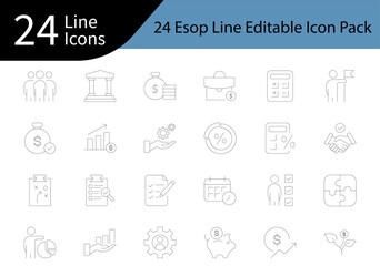 Collection of 24  Esop line icons. These design elements are suitable for your projects and are provided as vector illustrations.