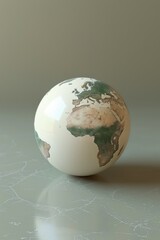  3D model of a globe with continents
