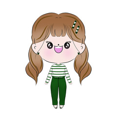 Girl cartoon character dressed fashionably With a variety of outfits
