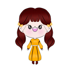 Girl cartoon character dressed fashionably With a variety of outfits
