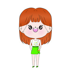 Girl cartoon character dressed fashionably With a variety of outfits

