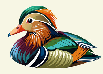  Mandarin Duck vector illustration
