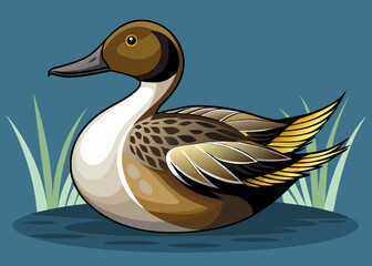 Vector illustration of northern pintail duck 