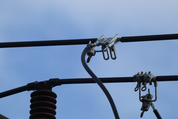 Closeup Connection Point of  Eletricity line
