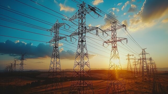 Electricity transmission towers upgraded with advanced smart grid technology for enhanced efficiency