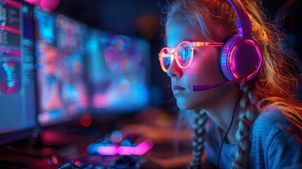 Gadget boy using technology for e-learning and e-sports.