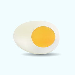 Boiled egg cut in half realistic vector illustration on white background