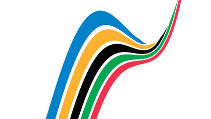 Colorful curved striped way isolated on transparent background. Olympic games banner. Olympic games straight lines, Olympic color ring, game line, modern. Vector illustration