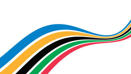 Colorful curved striped way isolated on transparent background. Olympic games banner. Olympic games straight lines, Olympic color ring, game line, modern. Vector illustration