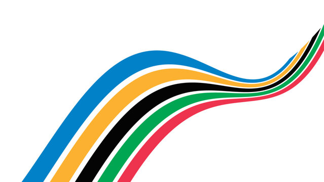 Colorful curved striped way isolated on transparent background. Olympic games banner. Olympic games straight lines, Olympic color ring, game line, modern. Vector illustration