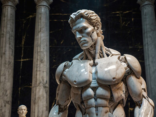 Statutes of Hybrid humans in future | Marble statues of meta humans | Muscular man | Future Arts 