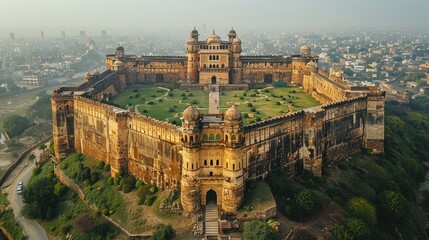 Overhead view of the architectural marvel of the Lahore Fort