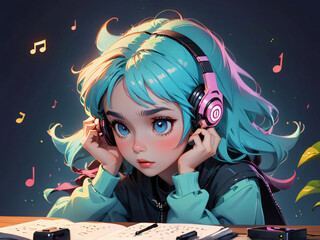 Anime girl try to heal from depression | Listening to music with depression | Mind