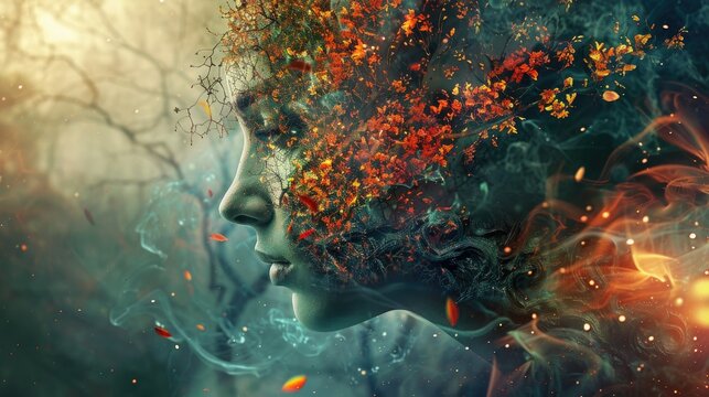 abstract background of a girl with watercolor