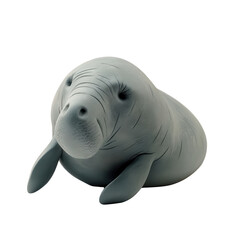 A cute, cartoon-style manatee with big eyes and a friendly expression.