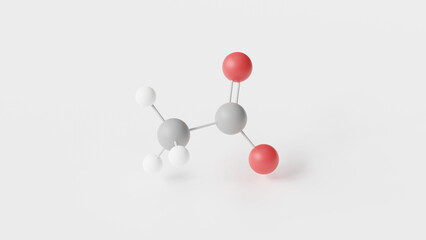 acetate molecule 3d, molecular structure, ball and stick model, structural chemical formula carboxylate anions