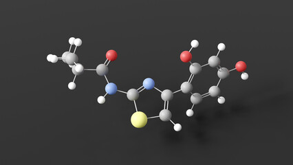 isobutylamido thiazolyl resorcinol molecule 3d, molecular structure, ball and stick model, structural chemical formula tyrosinase inhibitor