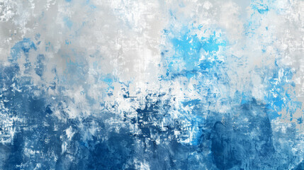 Abstract painting with dynamic blue and white strokes, evoking a sense of calm and fluidity, reminiscent of ocean waves and sky reflections.