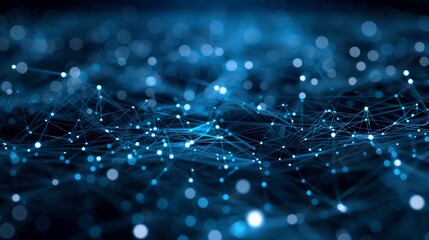 Technology networking and digital connectivity for business communication. Web information structure in global cyberspace. Futuristic tech design with AI, data transfer, modern research concepts.