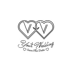 Letters VV Wedding Love Logo, for couples with V and V initials