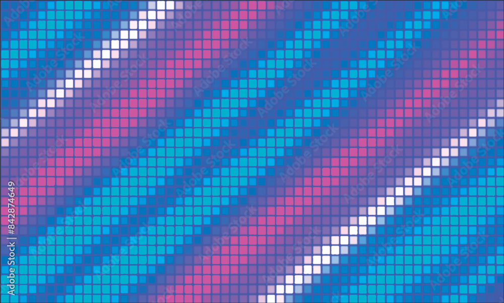 Poster multicolored mosaic background in technology concept. abstract rainbow led squares. technology digit