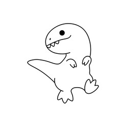 Vector isolated one single cute cartoon dinosaur tyrannosaurus rex trex character colorless black and white contour line easy drawing © MariMuz