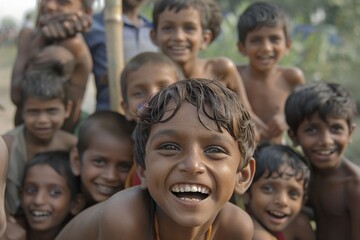 A group of boys and girls from a village in the Indian state of Goa.