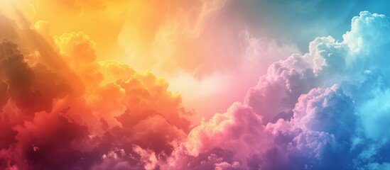 Fototapeta premium Vibrant and Hazy Sky Landscape with Colorful Clouds and Natural Lighting