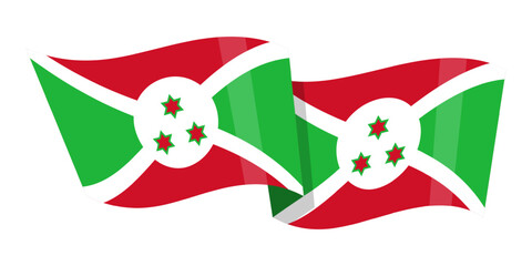 Vector illustration of wavy Burundi flag on transparent background
