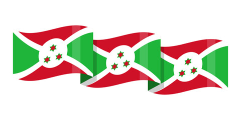Vector illustration of wavy Burundi flag on transparent background
